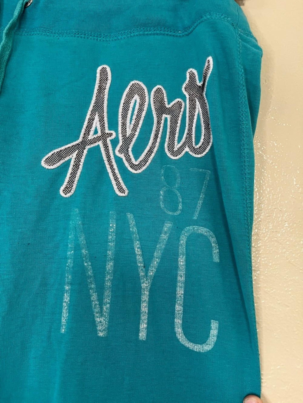 Aeropostale sweatpants teal womens sz L Y2K wide leg flare drawstring loungewear - Picture 2 of 5